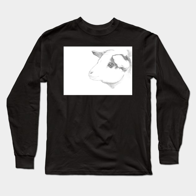 Goat pencil drawing greeting card by Nicole Janes Long Sleeve T-Shirt by nicolejanes